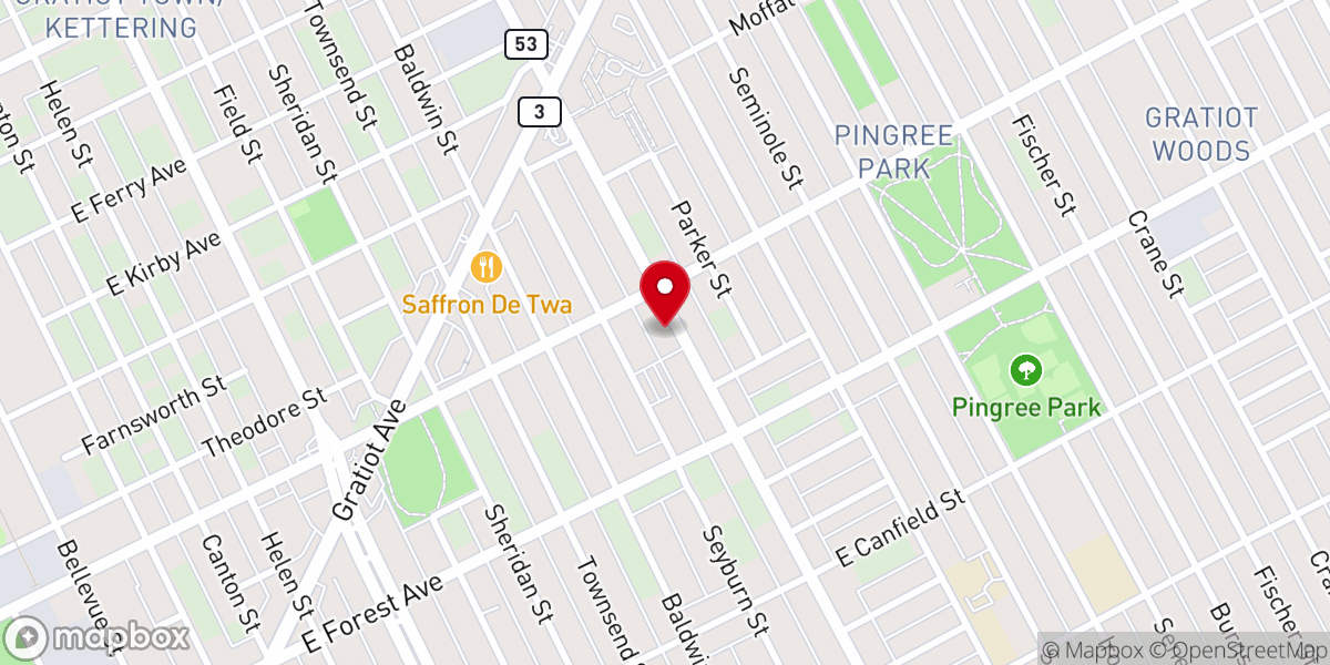 Map showing location of Zion Hope Baptist Church