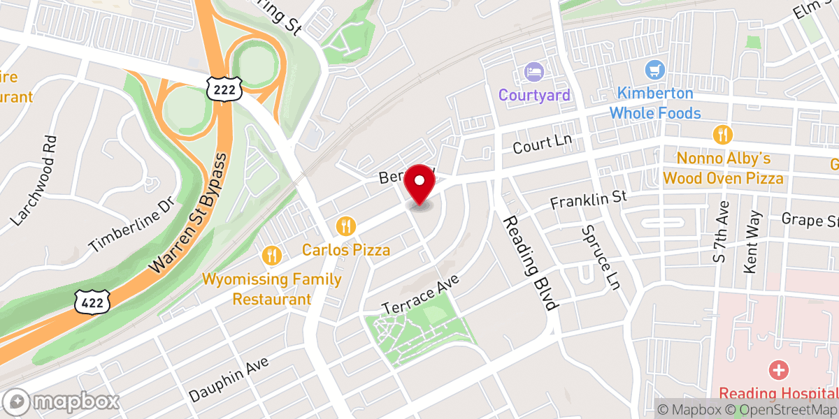 Map showing location of Bausman Memorial United Church of Christ