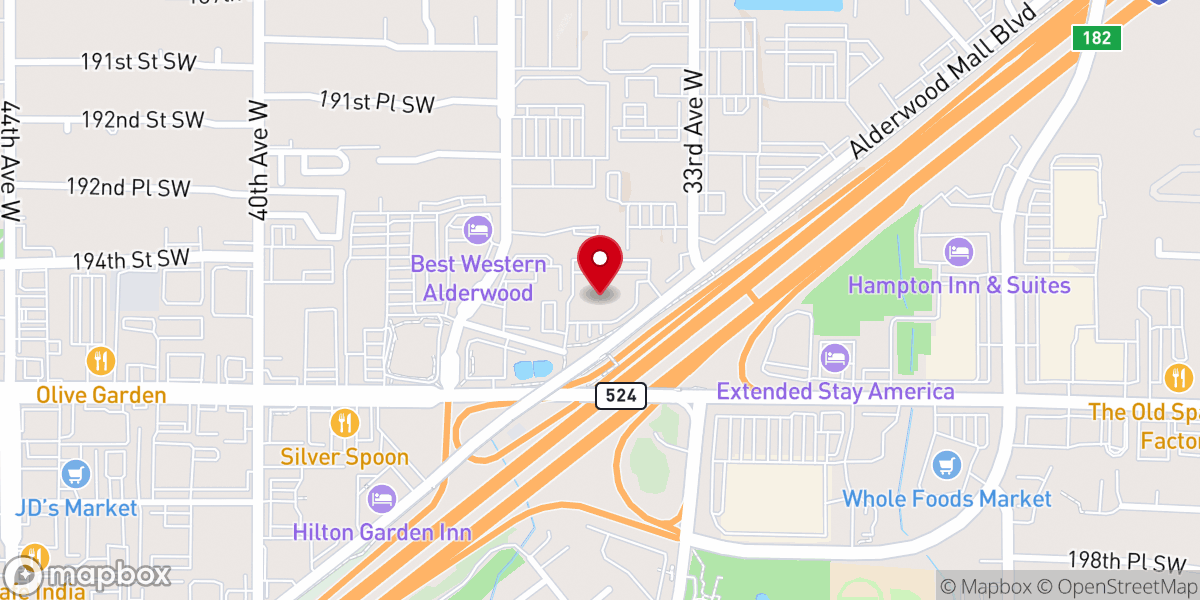 Map showing location of Alderwood Community Church