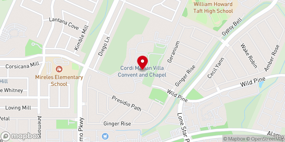 Map showing location of St. Joseph’s Chapel at Cordi-Marian