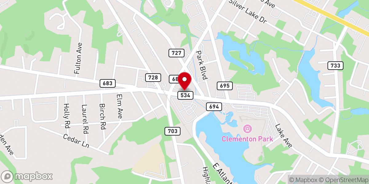 Map showing location of Friends of Clementon food pantry