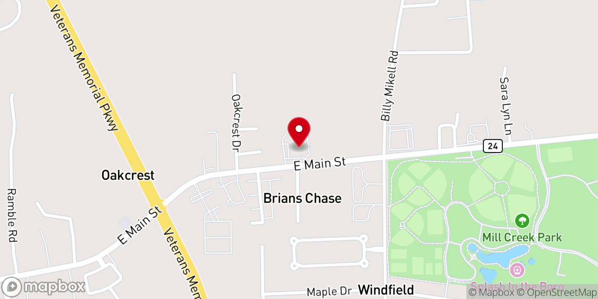 Map showing location of Trinity Presbyterian Church