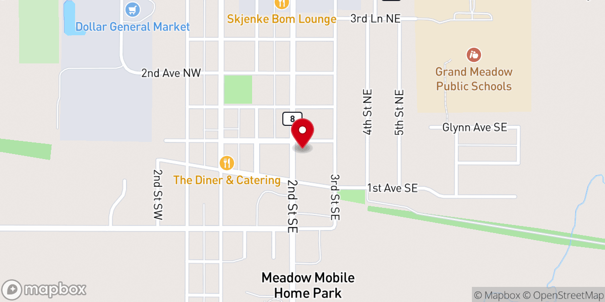 Map showing location of United Church of Grand Meadow