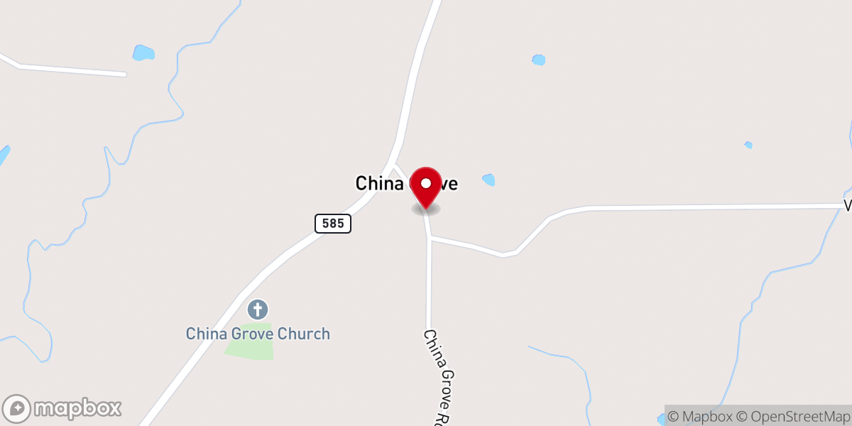 Map showing location of China Grove Church of God