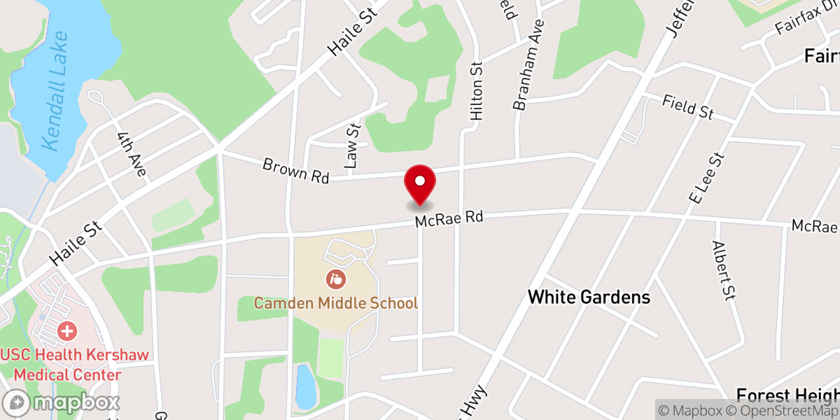 Map showing location of McRae Road Church of Christ