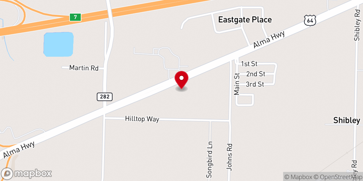 Map showing location of Hearts of Hope Church & Ministry