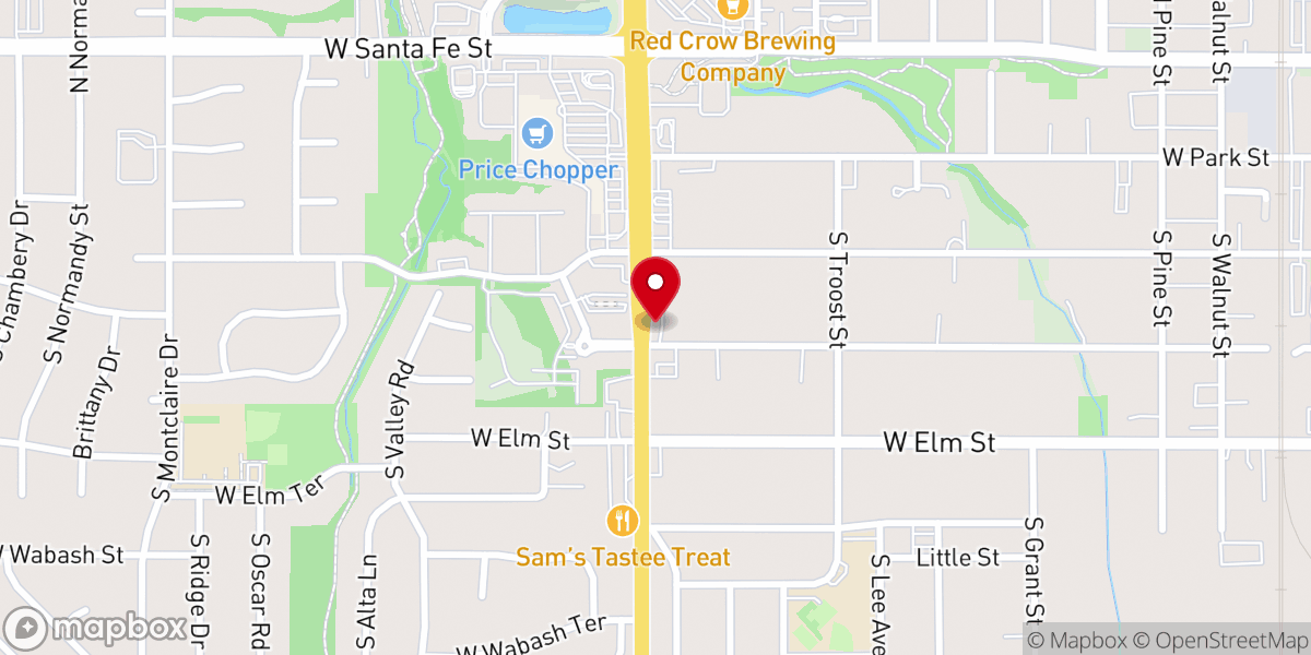 Map showing location of Sunflower Bible Church