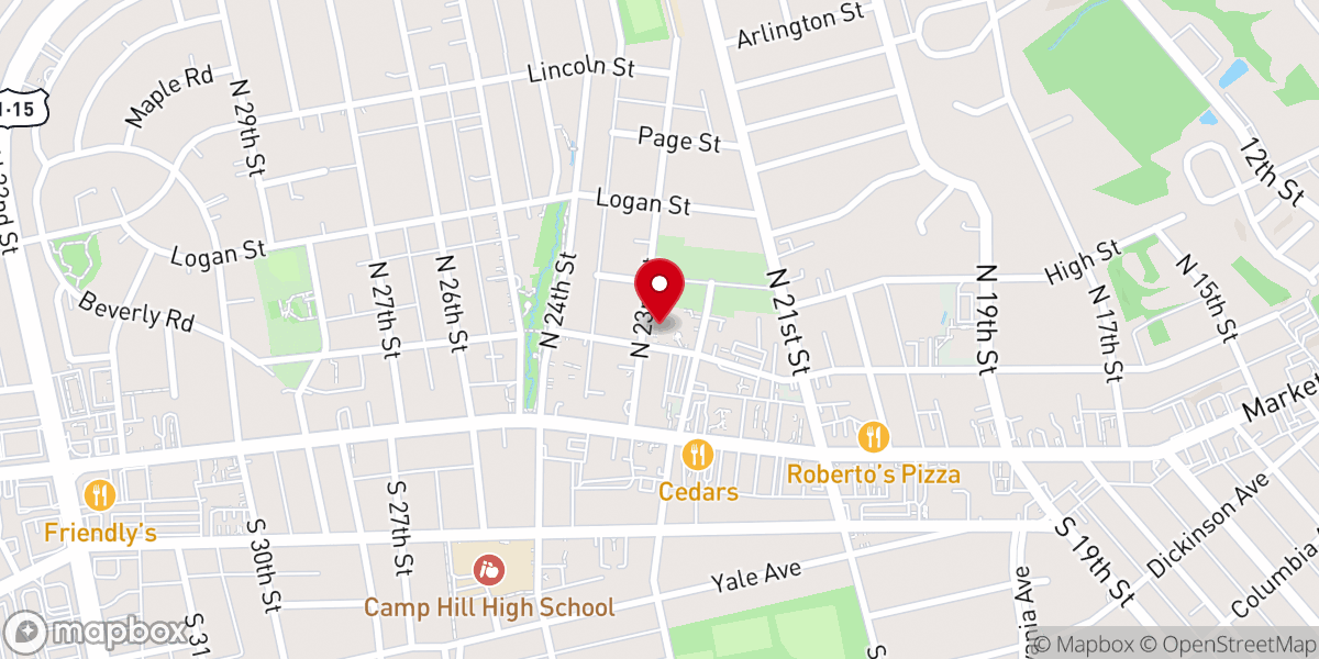 Map showing location of Camp Hill Presbyterian Church