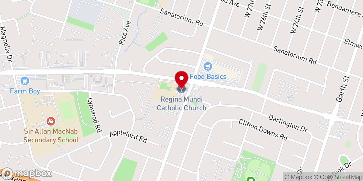 Map showing location of Regina Mundi Catholic Church