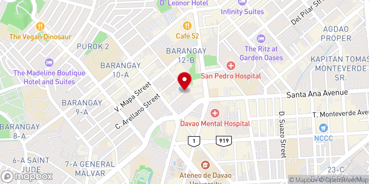 Map showing location of Davao Evangelical Church