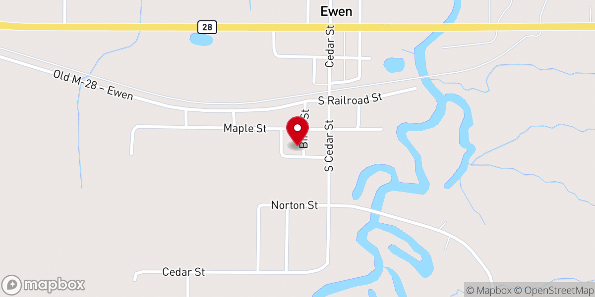 Map showing location of Sacred Heart Catholic Church, Ewen