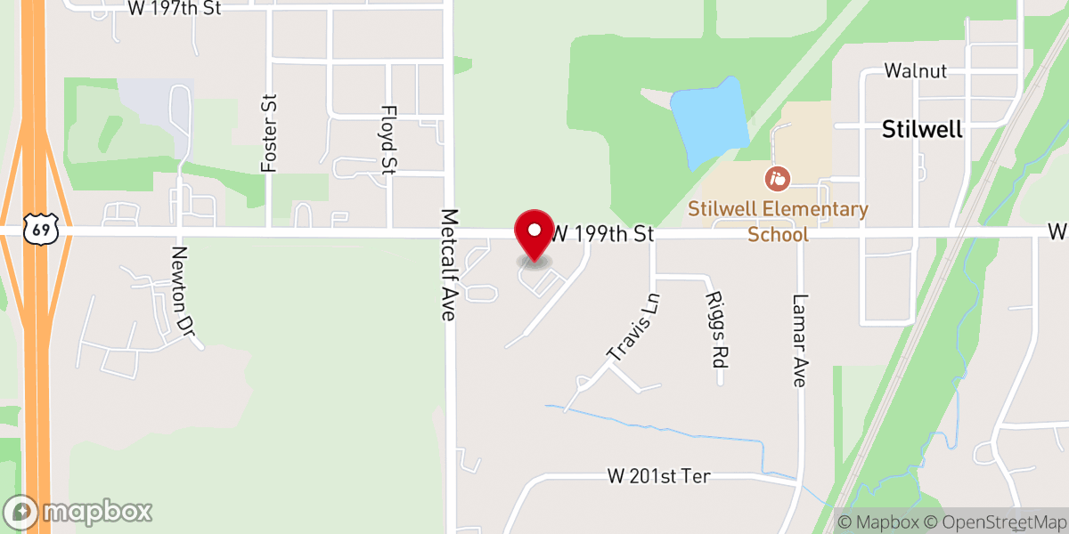 Map showing location of Stilwell Baptist Caring Ministry - Food Distribution Center