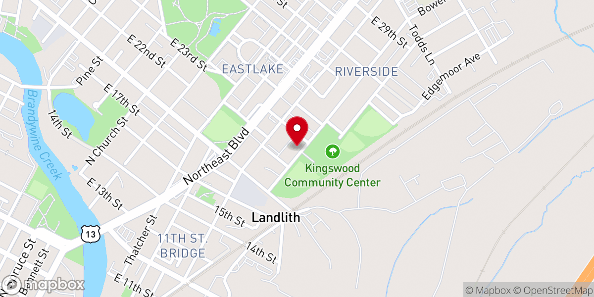 Map showing location of Catholic Charities - New Castle County - Food Distribution Center