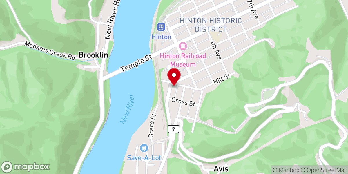 Map showing location of Central Baptist Church