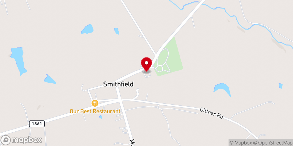 Map showing location of Smithfield Baptist Church