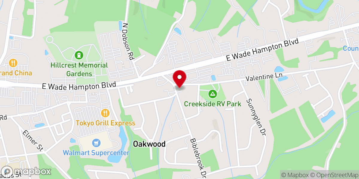 Map showing location of Hillcrest Church