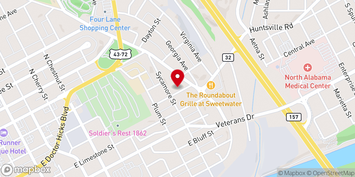 Map showing location of Oakdale Missionary Baptist Church