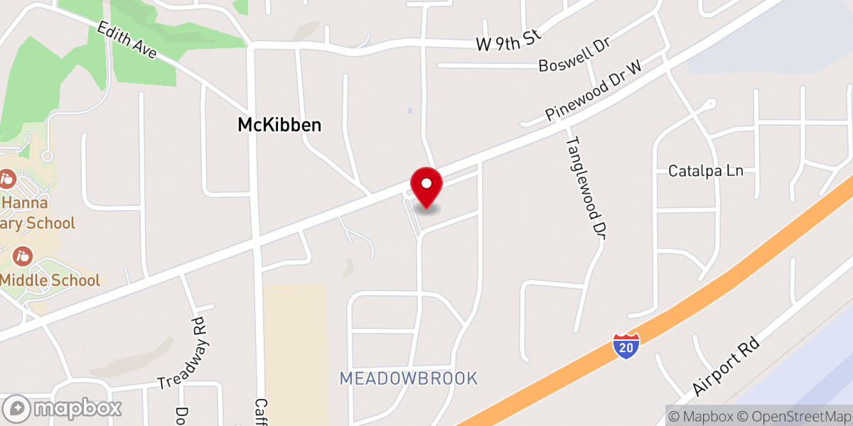 Map showing location of Meadowbrook Baptist Church