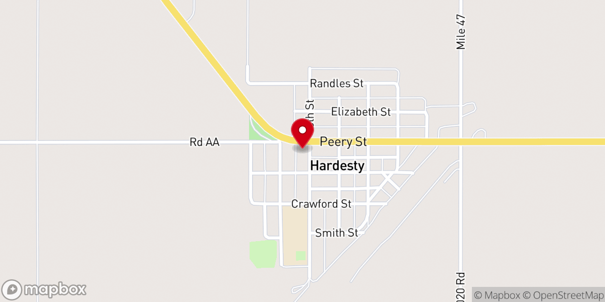 Map showing location of Hardesty methodist church
