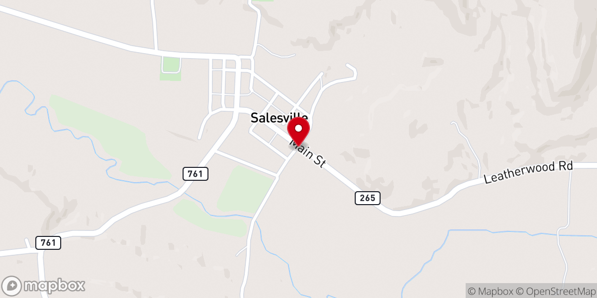 Map showing location of Salesville United Methodist Church