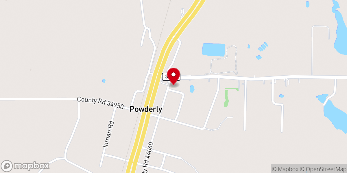 Map showing location of Powderly Church of Christ