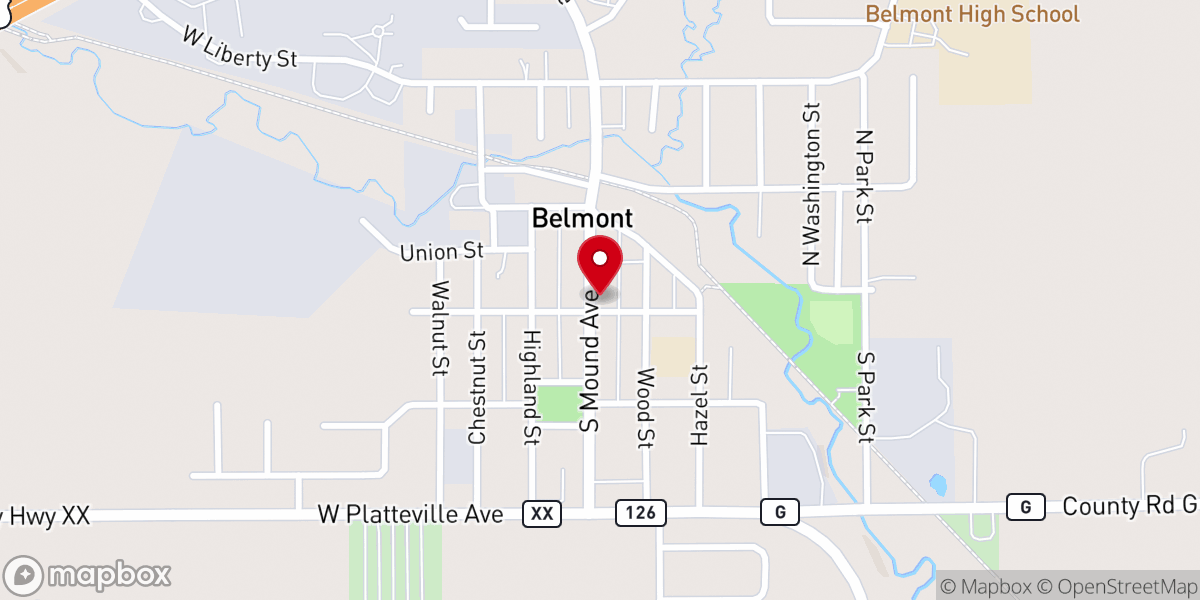 Map showing location of Belmont Methodist Church