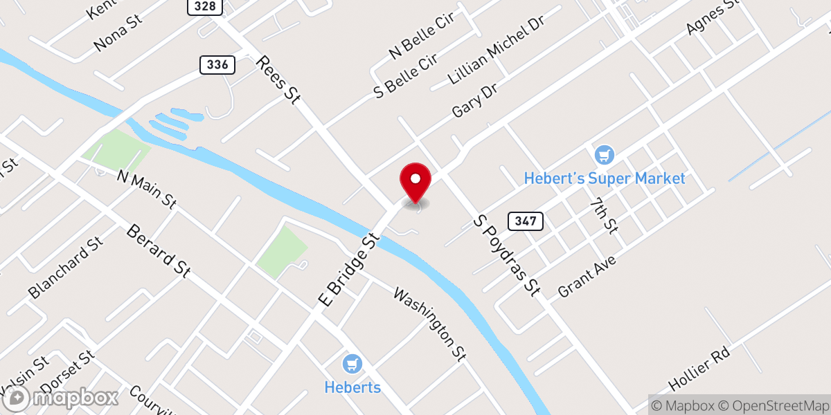Map showing location of Acadiana Outdoor Power & Rental