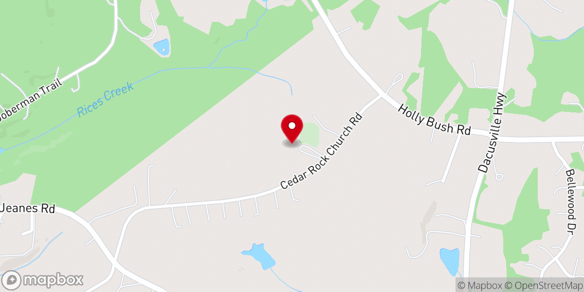 Map showing location of Cedar Rock Baptist Church