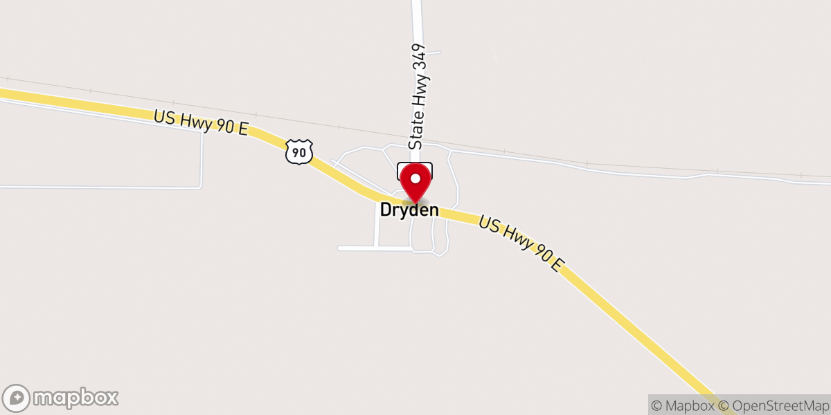 Map showing location of Dryden