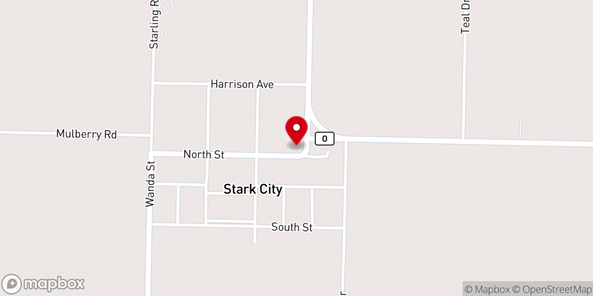 Map showing location of Stark City Church of Christ