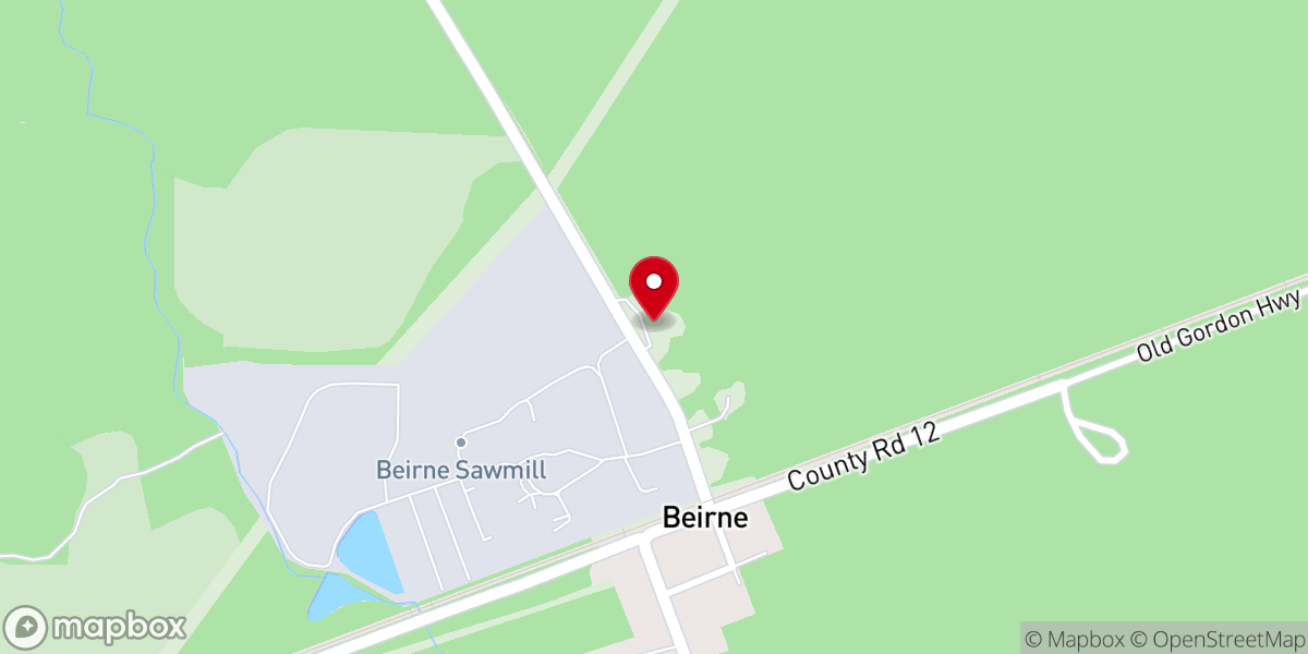 Map showing location of First Baptist Church Beirne