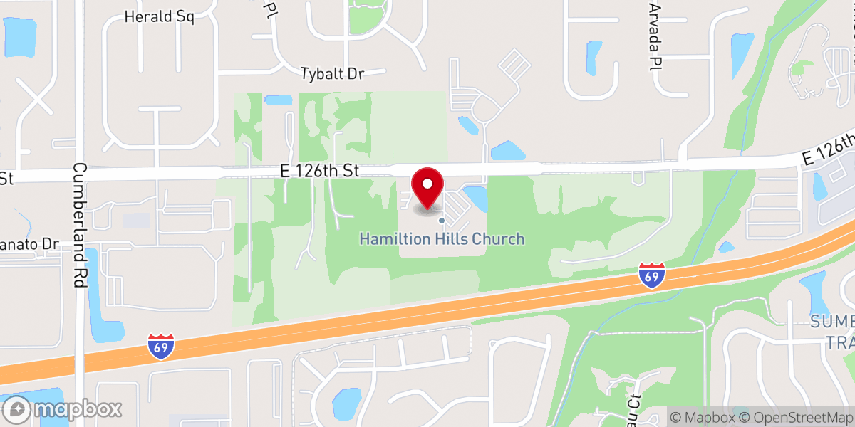 Map showing location of Hamilton Hills Church
