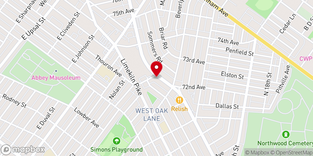 Map showing location of Upper Room Baptist Church