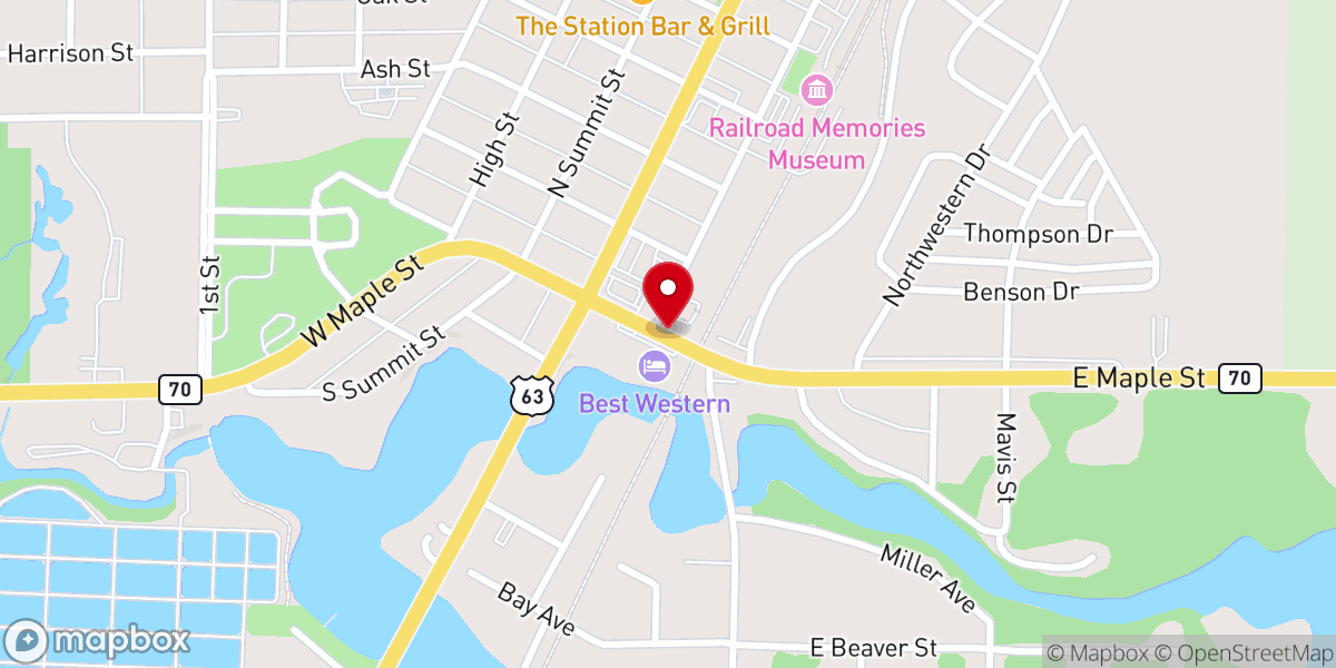 Map showing location of Spooner