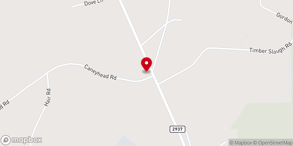 Map showing location of Caney Head Assembly of God Church