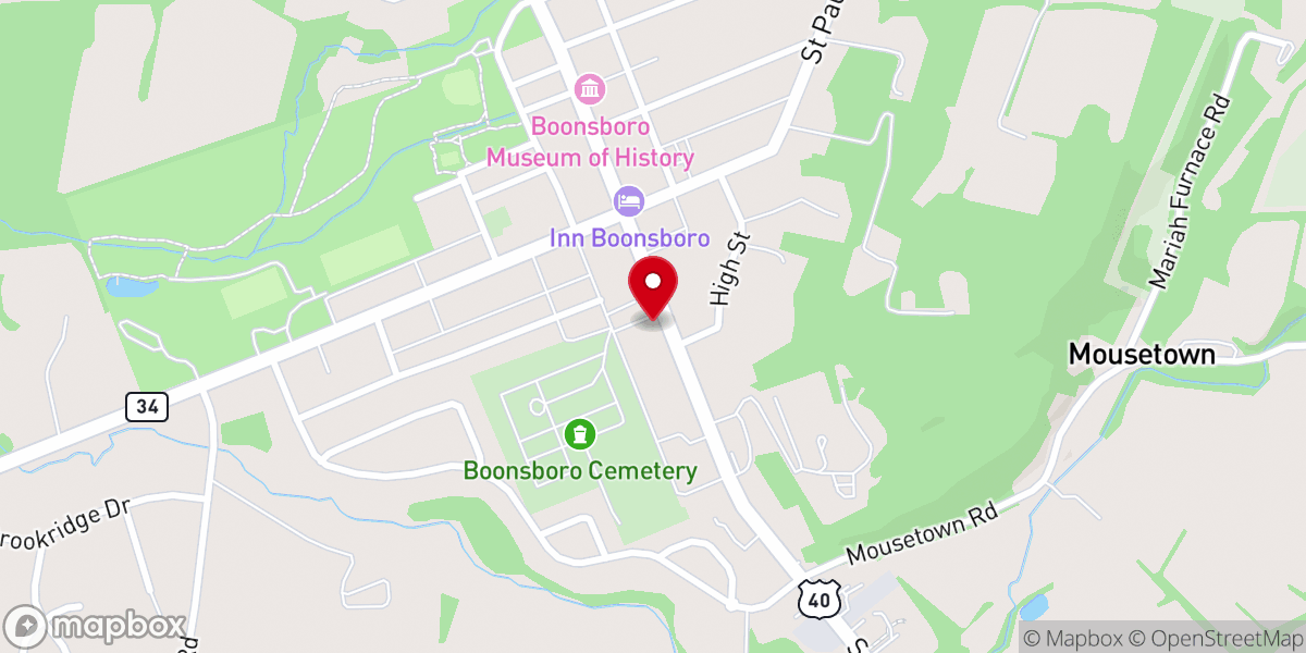Map showing location of Trinity Evangelical Lutheran Church