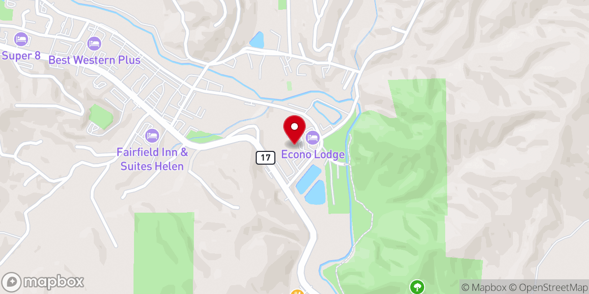 Map showing location of Helen First Baptist Church