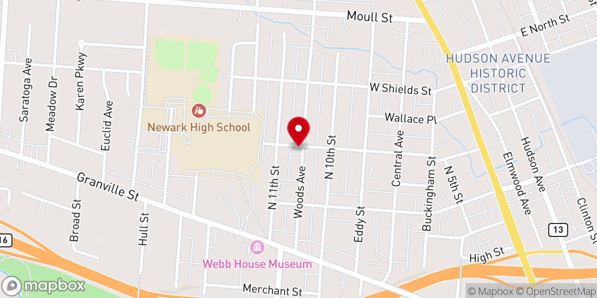 Map showing location of Woodside Presbyterian Church