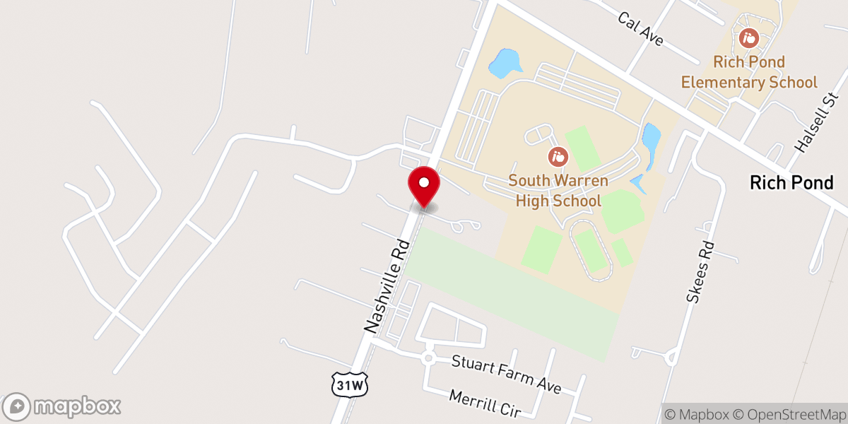 Map showing location of South Warren Church of Christ at Rich Pond