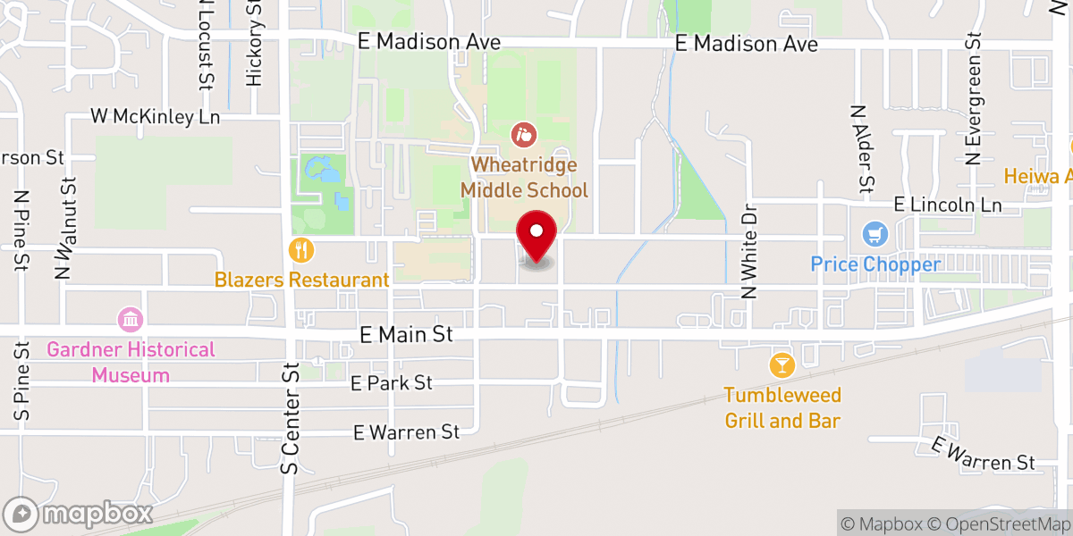Map showing location of First Baptist Church of Gardner