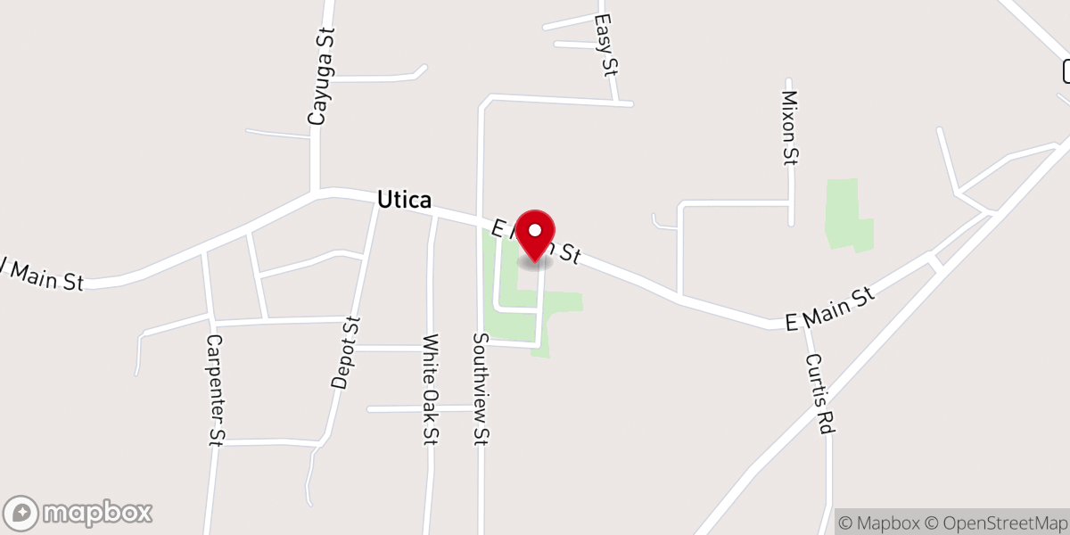 Map showing location of Utica Christian Church