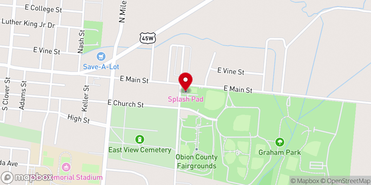 Map showing location of Splash Pad