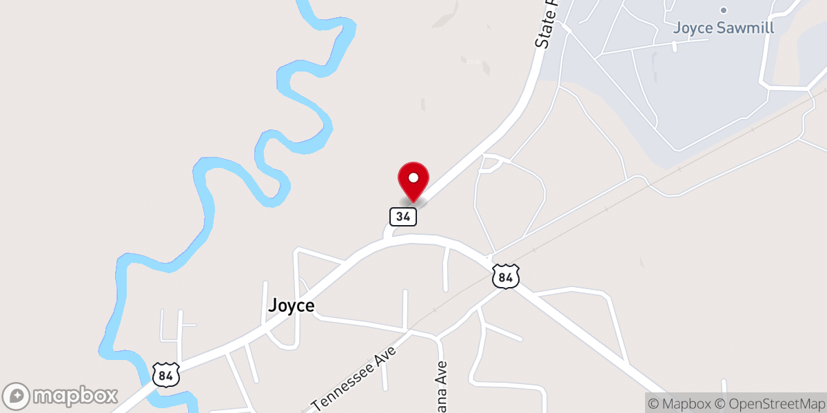 Map showing location of East Winnfield Baptist Church