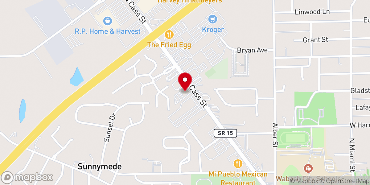 Map showing location of Wabash Alliance Church