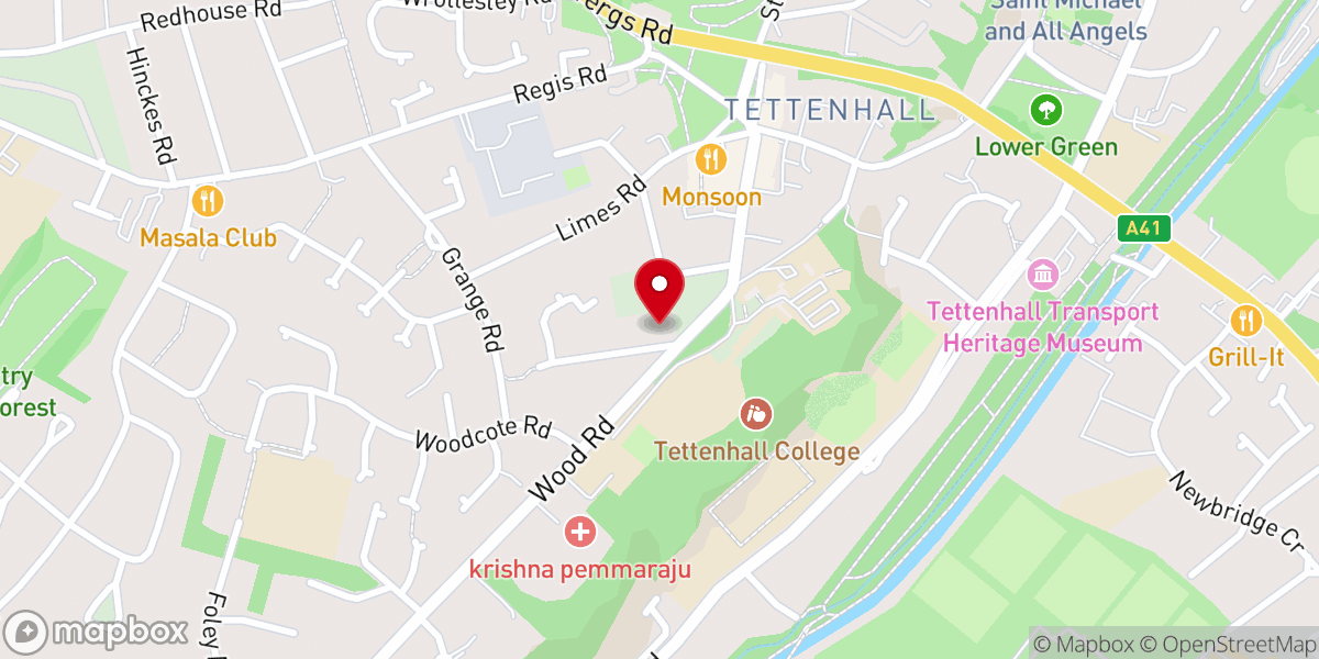 Map showing location of St Thomas of Canterbury tettenhallCatholic Church