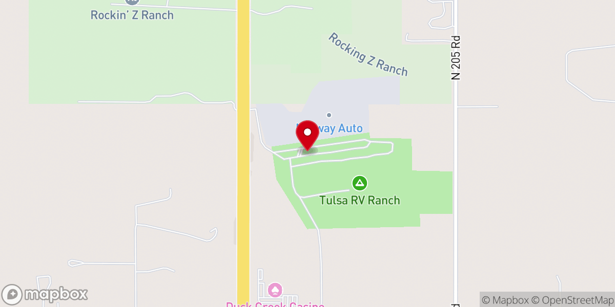 Map showing location of Tulsa RV Ranch
