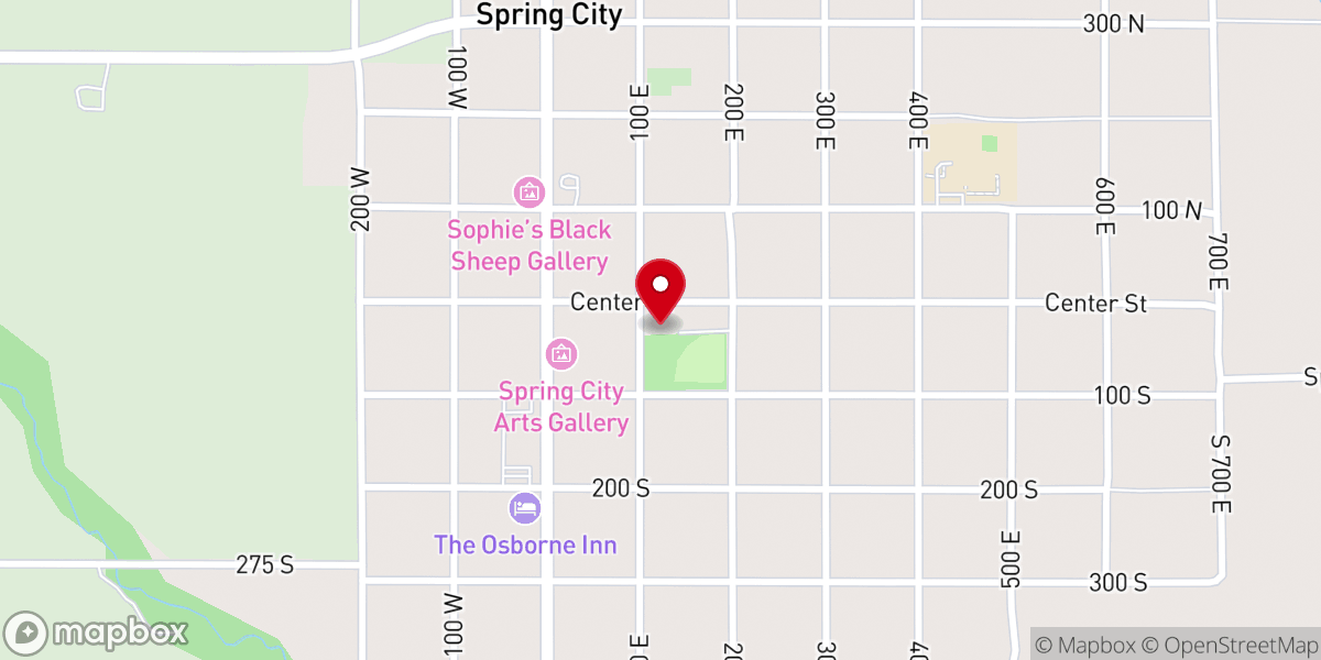 Map showing location of Spring City Community Center and City Offices