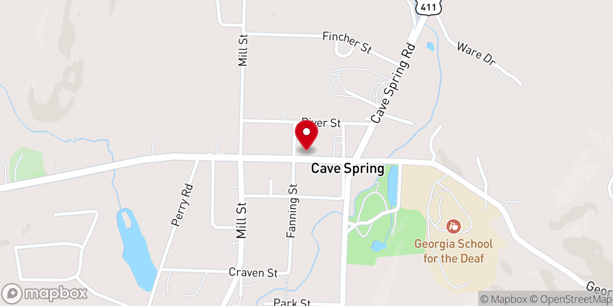 Map showing location of Cave Spring United Methodist