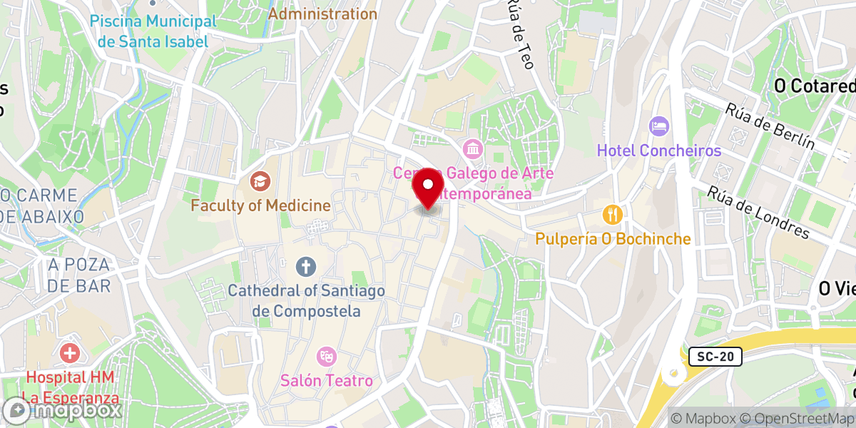 Map showing location of Iglesia de Santa María del Camino