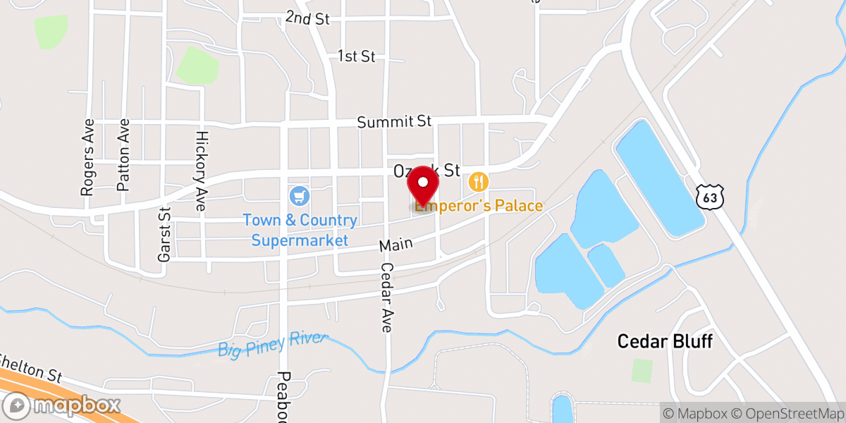 Map showing location of Cabool Bowl